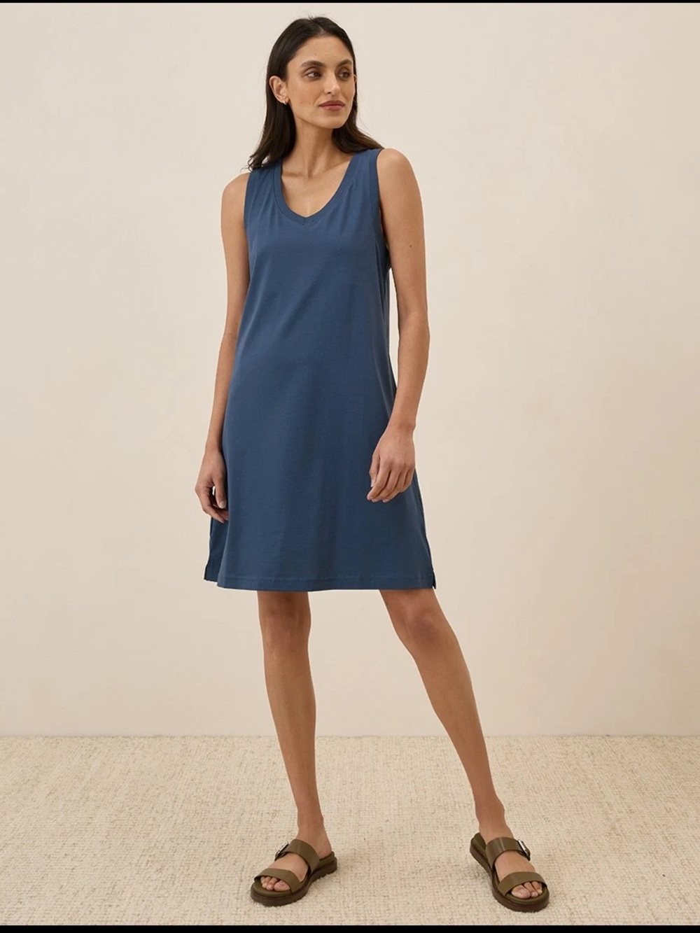 Pact Women's Softspun A-Line Tank Dress French Navy size L